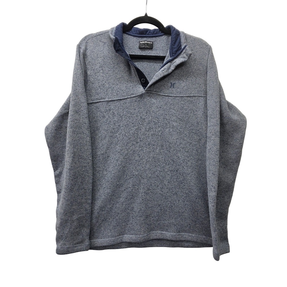 Hurley Buckle Mens Large Blue Gray Heather Fleece Quarter Snap Pullover